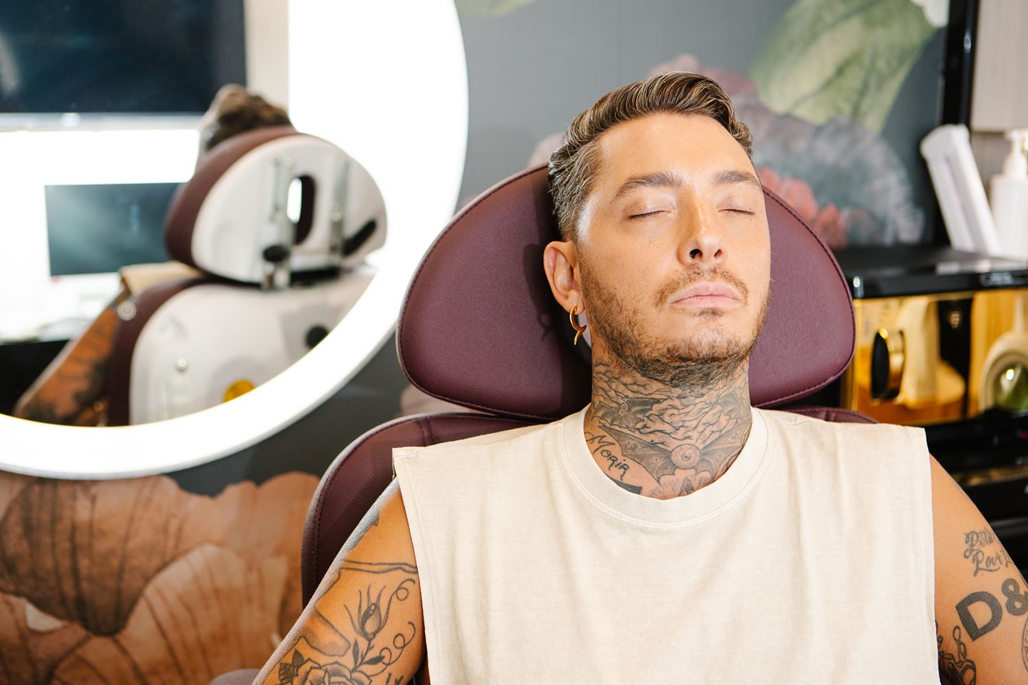 Mt Pleasant med spa patient with eyes closed